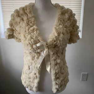 Beige BCGG rabbit fur bolero, size 4 (EUC)